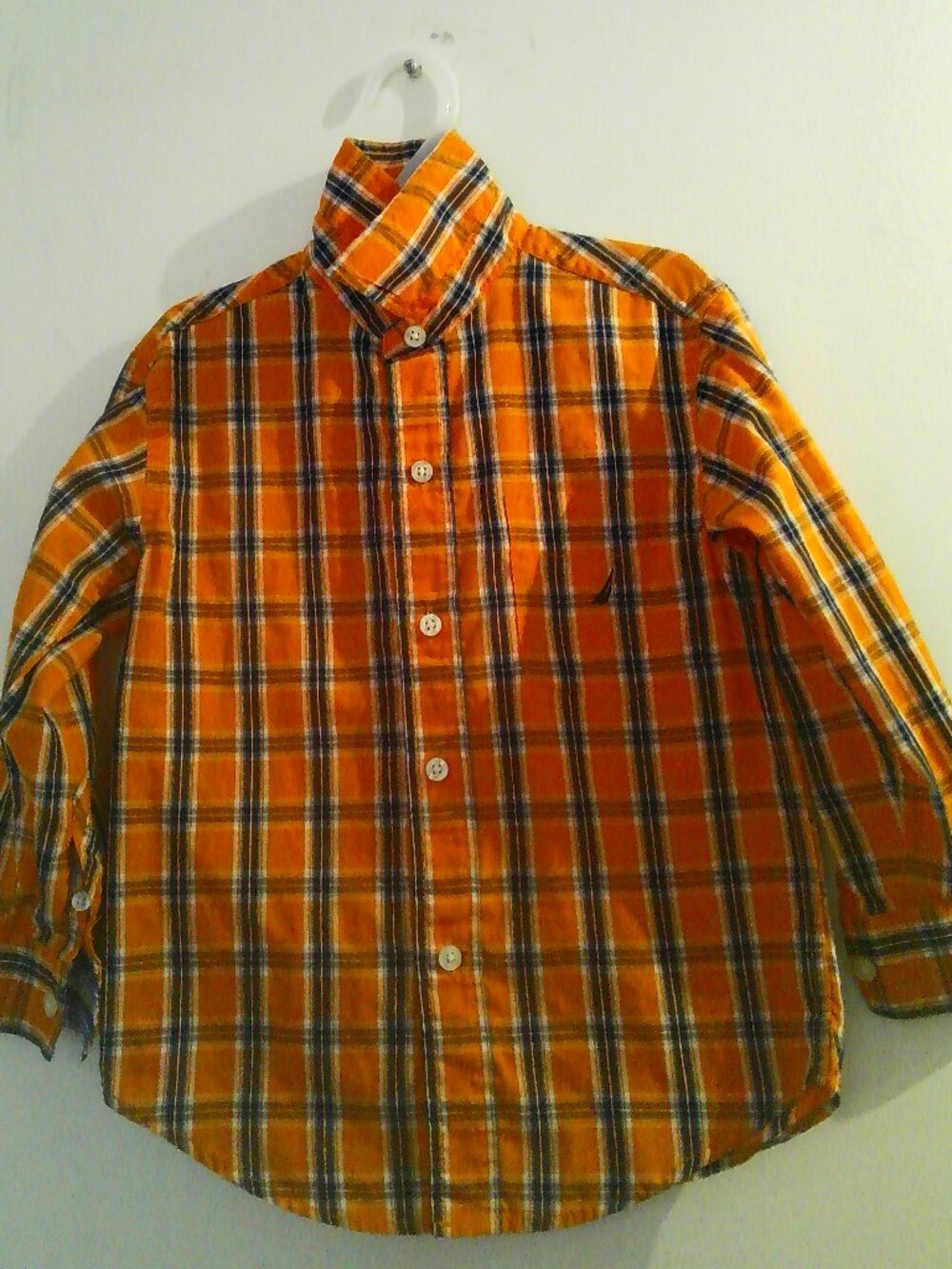 Nautica Orange and Black Plaid Shirt 4T Boys